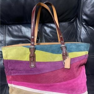 Multicolor Suede Tote Bag